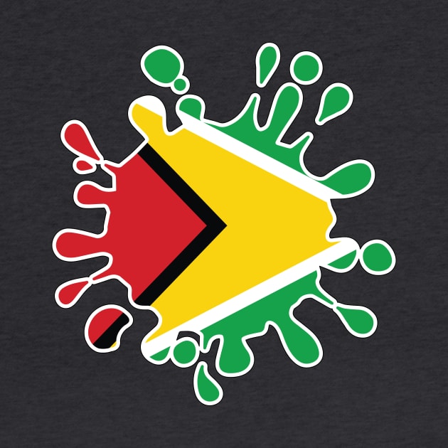 Guyana National Flag Paint Splash by IslandConcepts